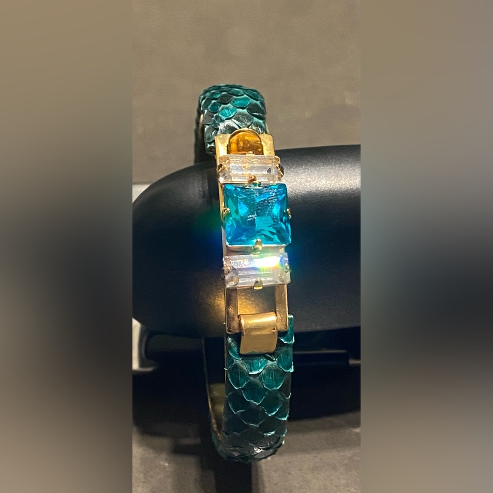 Beautiful Bangle with snake skin Made in Italy - Picture 4 of 9